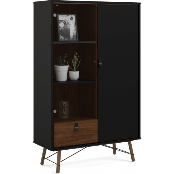 Vitrine Ry - Schwarz/Walnuss