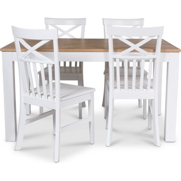 Dalars Esszimmergarnitur 140 cm Tisch wei/Eiche + 4 Mellby Sthle + 3.00 x Mbelfe