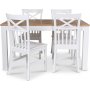 Dalars Esszimmergarnitur 140 cm Tisch wei/Eiche + 4 Mellby Sthle + 3.00 x Mbelfe