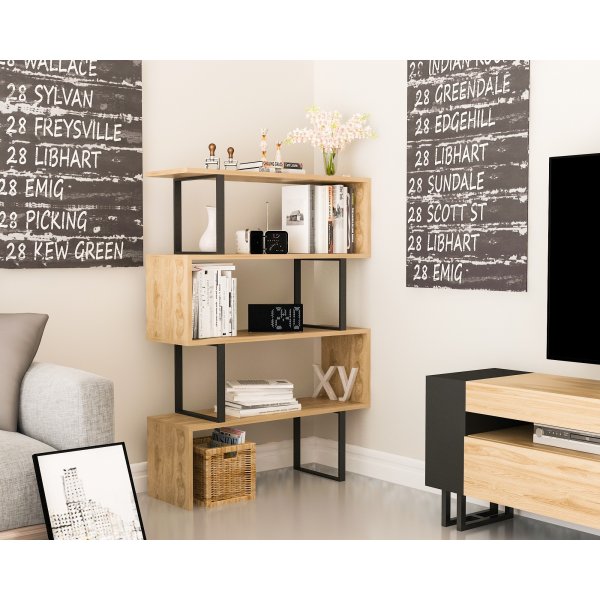 B�cherregal Adriana - Eiche/schwarz