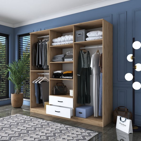 Baden Kleiderschrank 11 - Nussbaum/weiß Baden Kleiderschrank 11 - Nussbaum/weiß