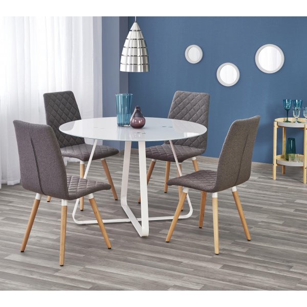 Raphael runder Esstisch 115 cm - Weiß (Glas) / Metall Raphael runder Esstisch 115 cm - Weiß (Glas) / Metall