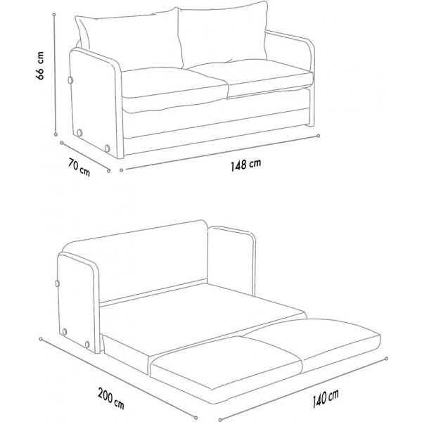 Saga 2-Sitzer-Schlafsofa XL - Dunkelgrau