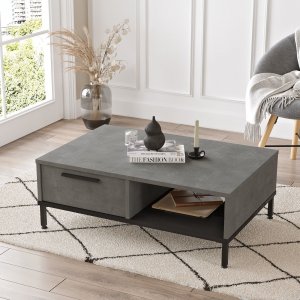 Luvio Couchtisch 18, 90x60 cm - Silber/Schwarz