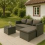 Miami Outdoor-Gruppensofa mit Tisch - Graues synthetisches Rattan