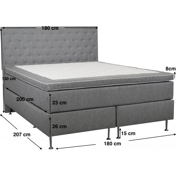 Bett 160x200 cm grau Taschenbett 5 Zonen