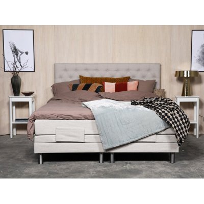 Klara komplett verstellbares Doppelbett mit Kopfteil 7-Zonen-Tasche - Beige + Mbelpflegeset fr Textilien