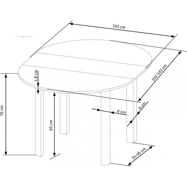 Runder ausziehbarer Esstisch Eiche/Wei 102-142 cm - Berivan
