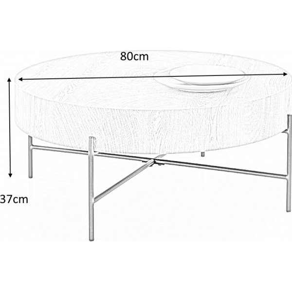 Ennis runder Couchtisch 80 cm - Eiche/Schwarz