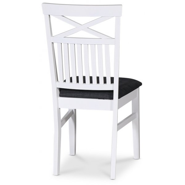 Stuhl mit Kreuz auf der Rckenlehne, graue Sitzflche - Skagen + Mbelfe