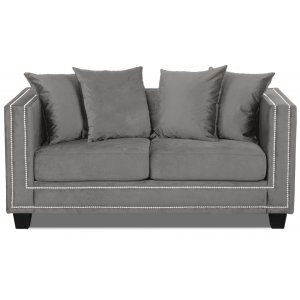 Tempel 2-Sitzer Sofa mit Nieten - Samt beige matt