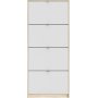 Schuhschrank mit 4 Fächern - Eiche/Weiß