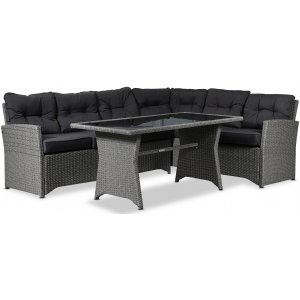 Davenport Terrassengruppe mit Tisch (Kunstrattan) Links - Grau Davenport Terrassengruppe mit Tisch (Kunstrattan) Links - Grau