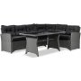 Davenport Terrassengruppe mit Tisch (Kunstrattan) Links - Grau