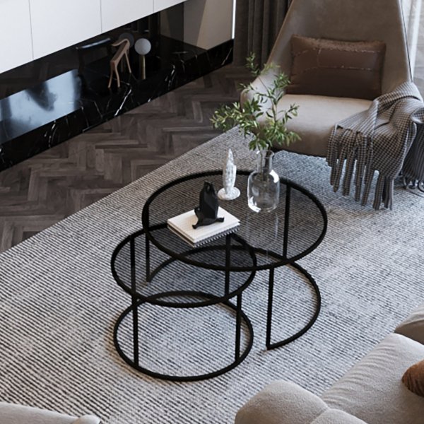 Kyoto Beistelltisch 60/80 cm - Schwarz