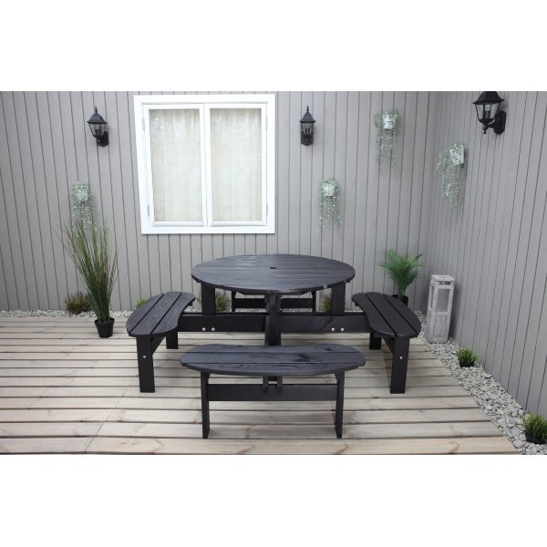 Ronda-Mbelgruppe - Gartenbank und Tisch in einem - Schwarz
