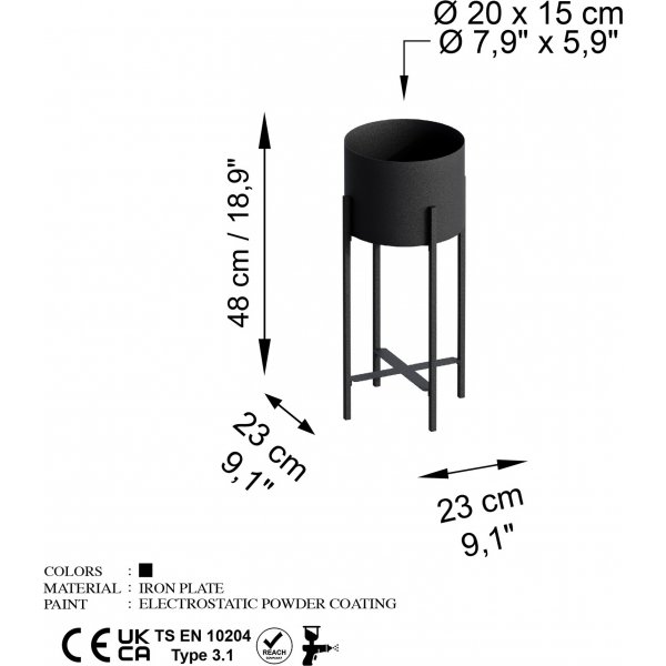 Plato 26 Topf - Schwarz