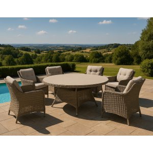 Gartengruppe - Horna 6 Sessel | Ø150 cm - Naturfarbenes Rattan Gartengruppe - Horna 6 Sessel | Ø150 cm - Naturfarbenes Rattan
