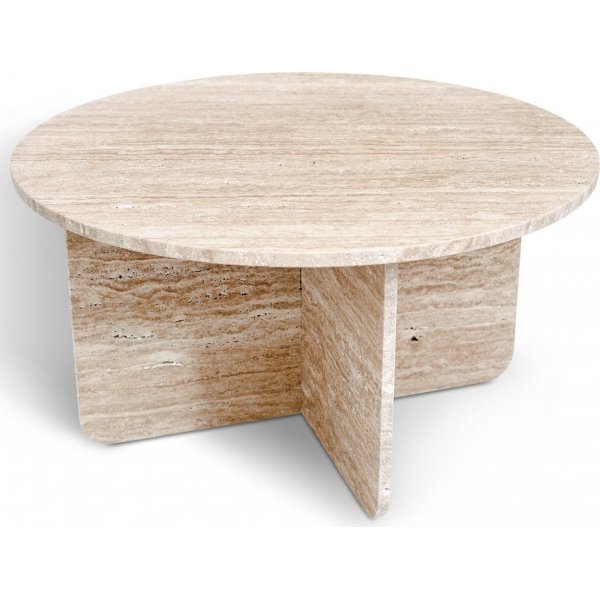 Ebener runder Steintisch aus Travertin 85 cm