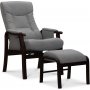 Bergen Sessel mit Hocker - Grauer Stoff