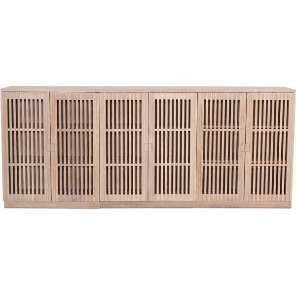 Ebenes Sideboard in Wei mit Lamellentren 210 cm