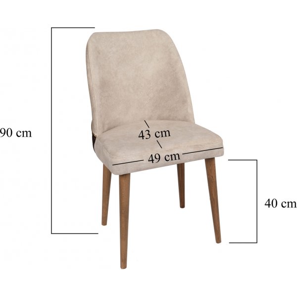 Nova Stuhlset - Cremewei/Walnuss