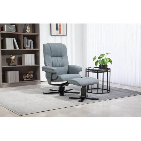 Relaxsessel mit Fuhocker grau - Oslo