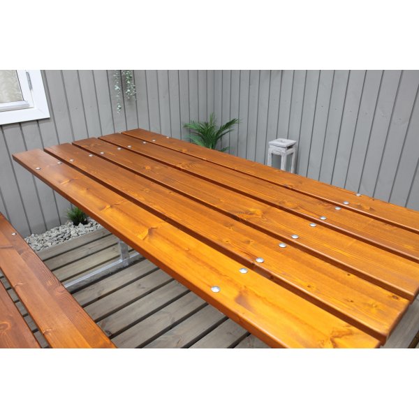 Rustikales Bankset mit Rckenlehne - Cappuccino