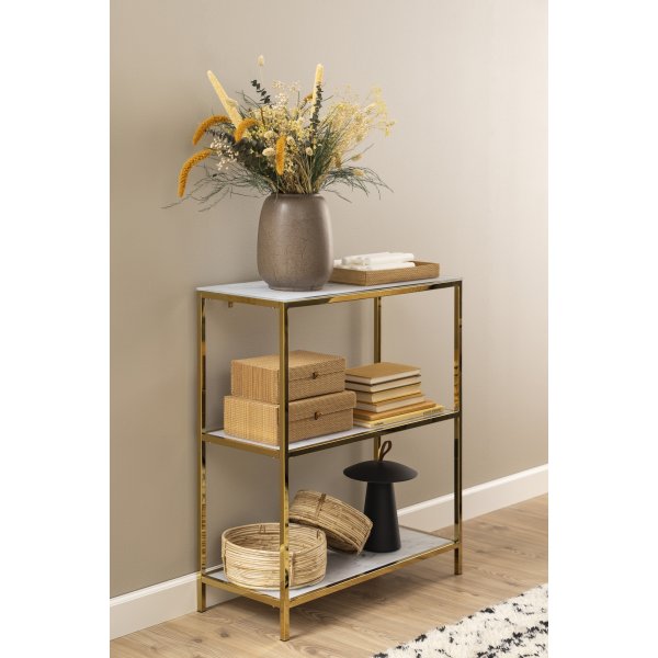 Alisma Bcherregal 69,5 cm - Weier Marmor/Gold