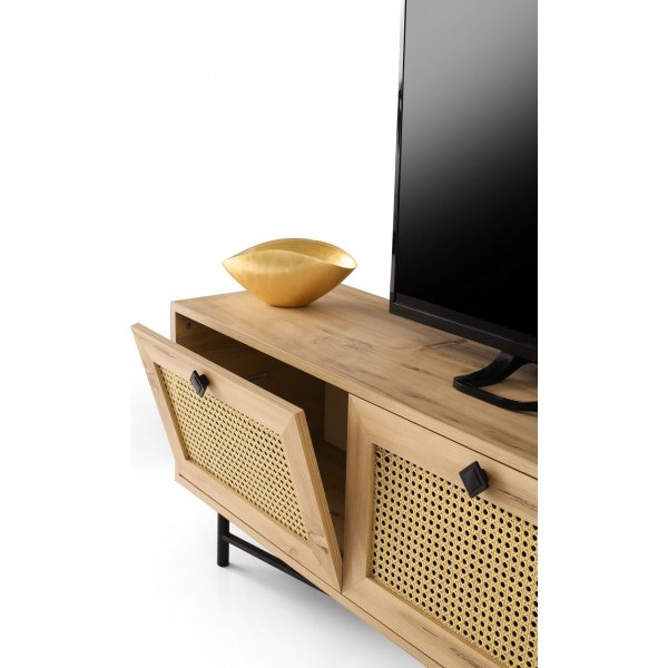 Happy Media Bank 180 cm - Eiche/schwarz