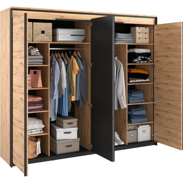 Quant Cuarto Kleiderschrank 250 cm - Artisan Eiche/Schwarz