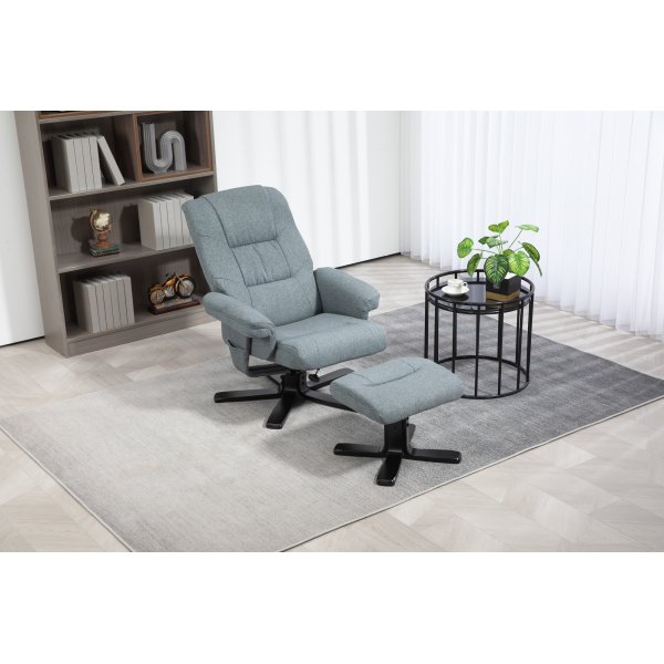 Relaxsessel mit Fuhocker grau - Oslo