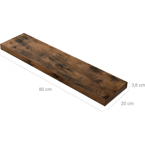 Sussex Wandregal 80 x 20 cm - Braun