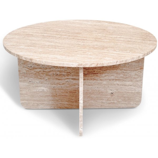 Ebener runder Steintisch aus Travertin 85 cm