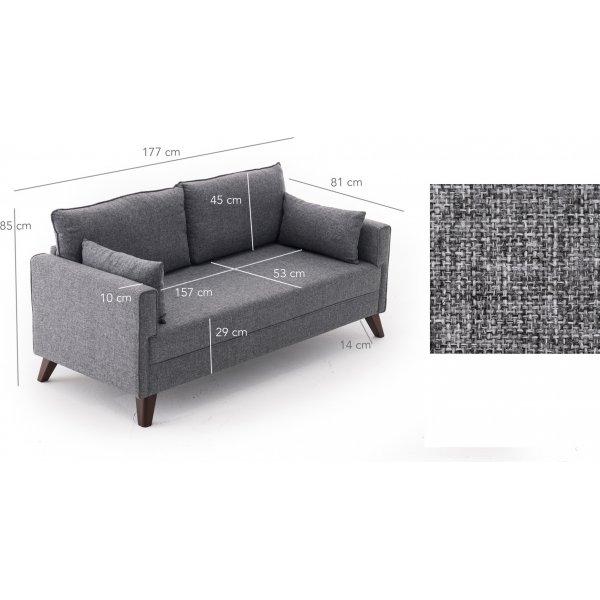 Bella 2-Sitzer-Sofa - Grau Bella 2-Sitzer-Sofa - Grau