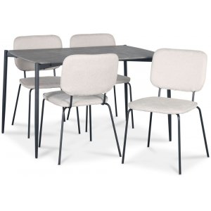 Lokrume Essgruppe 120 cm Tisch in Betonimitation mit 4 Lokrume beige Stühlen Lokrume Essgruppe 120 cm Tisch in Betonimitation mit 4 Lokrume beige Stühlen