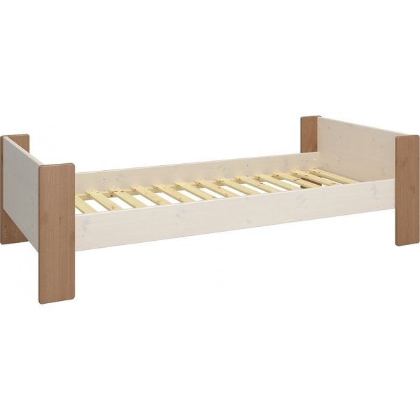 Fr Kinder Einzelbett 90 x 200 cm - Wei/Grau/Braun
