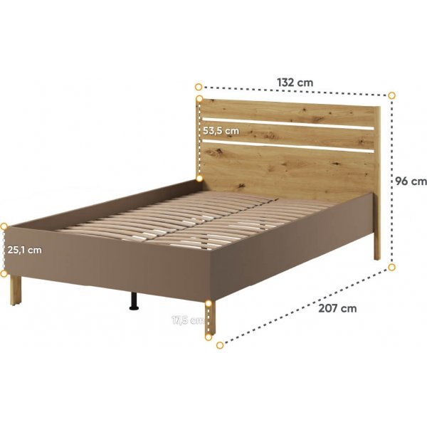 Lenny Bettgestell 120 x 200 cm - Artisan Eiche/Beige/Trüffel Lenny Bettgestell 120 x 200 cm - Artisan Eiche/Beige/Trüffel