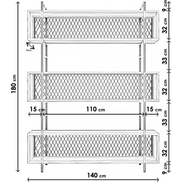 Araf Bcherregal 140 cm - Walnuss