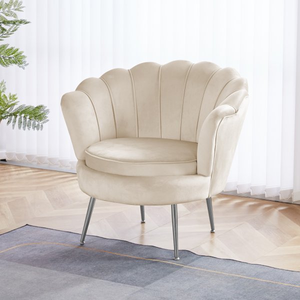 Sessel aus beigem Samt - Kingsley Sessel aus beigem Samt - Kingsley