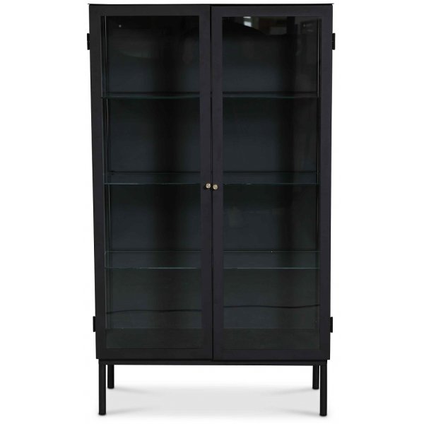 Cliff Vitrinenschrank aus Blech Highboard - Schwarz / Klarglas