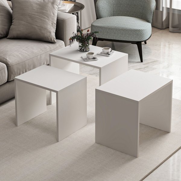 Nebes Tisch 45/50/55 x 36/38/40 cm - Wei