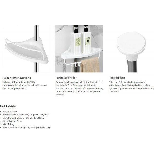 Abarema Duschregal - Silber/Wei