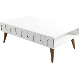 Lyon Couchtisch 105 x 60 cm - Wei/Walnuss