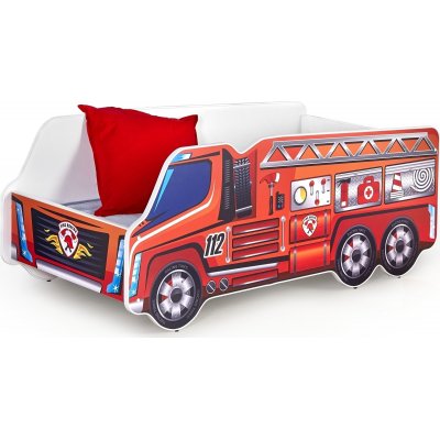 Feuerwehrauto Bett - rot + Verkehrsmatte