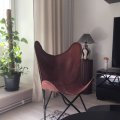 Kundenbild Fledermaussessel Baltimore - Echtes Leder Cognac / schwarze Beine