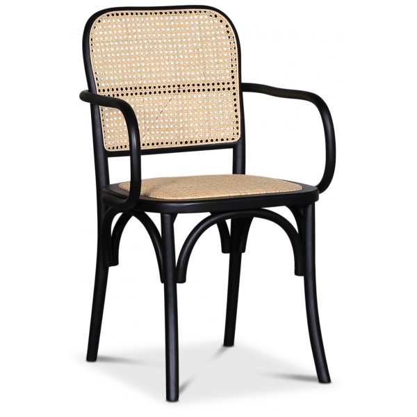 Malmby Gestellstuhl Bugholz schwarz/Rattan + Mbelfe