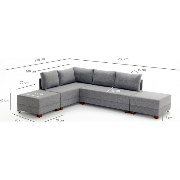 Ecksofa Fly - Grau