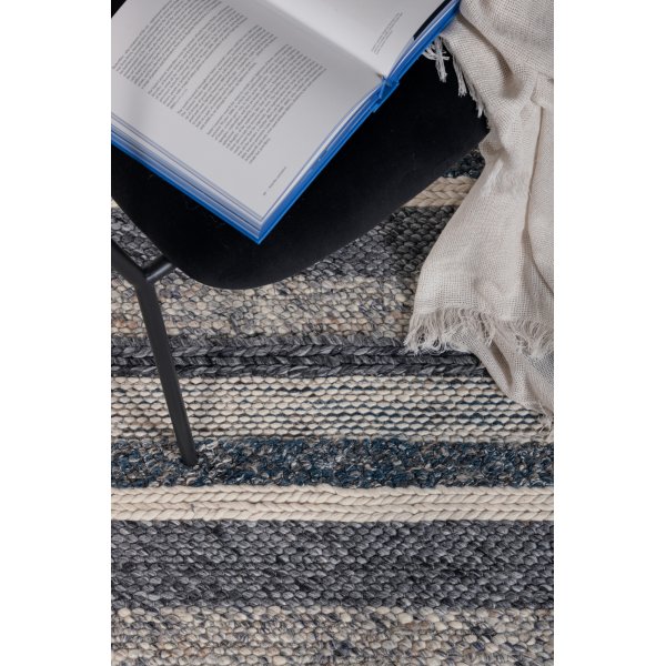 Wollteppich Teg - Marineblau/Grau Wollteppich Teg - Marineblau/Grau