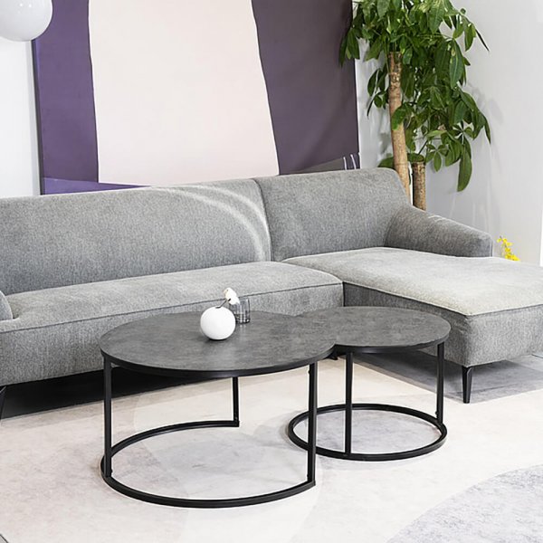Harrisburg Couchtisch 80 x 80 cm - Grau/Schwarz